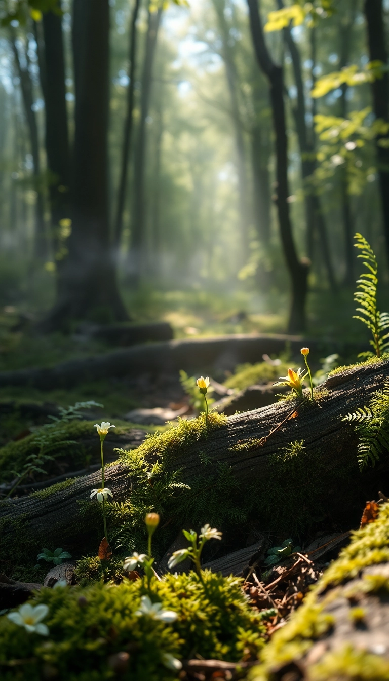 Free AI Spring Forest Floor iPhone Aesthetic Background